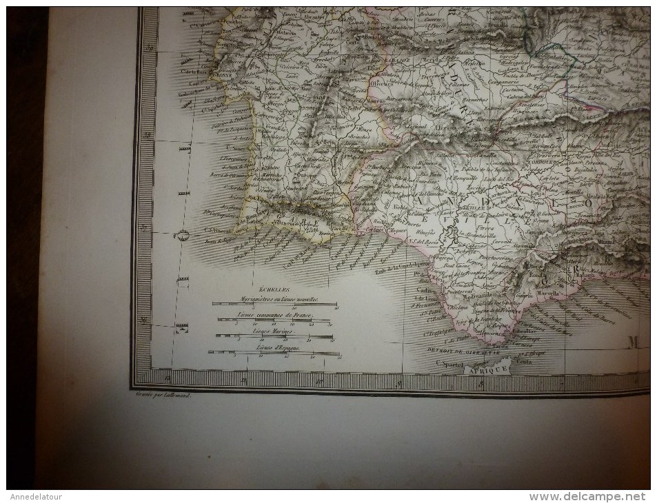 1831 Carte  ESPAGNE , PORTUGAL   Par Lapie 1er Géographe Du Roi, Grav. Lallemand ,Chez Eymery Fruger & Cie - Geographical Maps