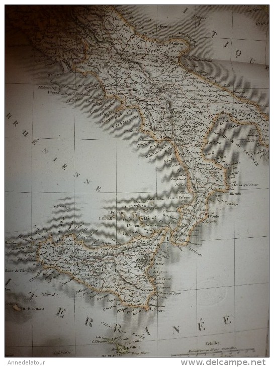 1831 carte  ITALIE , CORSE    par Lapie 1er géographe du Roi, grav. Lallemand ,Chez Eymery Fruger & Cie