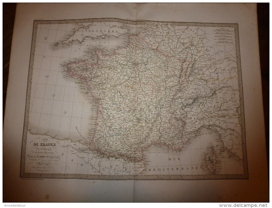 1829 Carte  FRANCE Départ. Et Div. Militaires, Par Lapie 1er Géographe Du Roi, Grav.Lallemand ,Chez Eymery Fruger & Cie - Landkarten