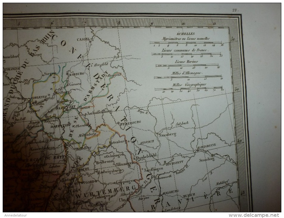 1829 Carte  FRANCE Départ. Et Div. Militaires, Par Lapie 1er Géographe Du Roi, Grav.Lallemand ,Chez Eymery Fruger & Cie - Landkarten