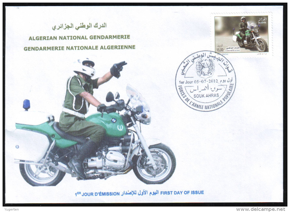 ALGERIA 2012 - FDC - Armée Algérienne - Algerian Army – Algerischen Armee Gendarmerie Moto Motorbike - Polizia – Gendarmeria