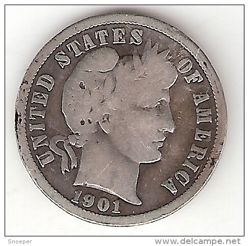 *usa  1 Dime    1901 O Km  113   F+ - 1892-1916: Barber