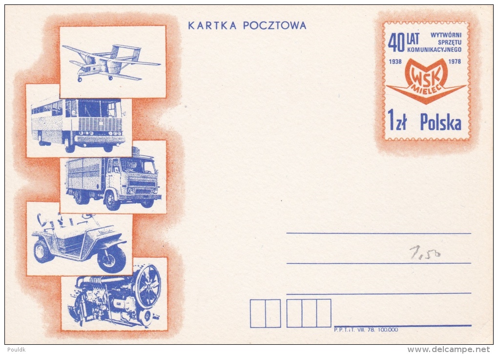 Transport: Poland, Postal Stationary 1978 WSK Mielec Trucks/Buses  (G73-46) - Bussen