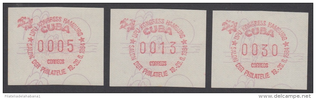 FRAMA-15 CUBA. 1984. ETIQUETAS FRANQUEADAS. FERIA INTERNACIONAL DEL SELLO. GERMANY. ALEMANIA. HAMBURGO. INTERNATIONAL ST - Franking Labels