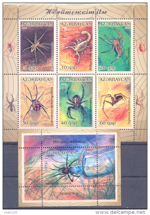 2008. Azerbaijan, Spiders, Sheetlet + S/s, Mint/** - Azerbaïjan
