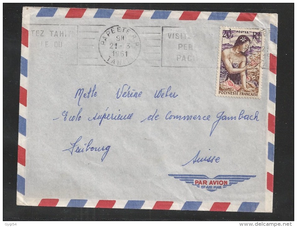 Polynésie Lettre Par Avion Du 21 Mars 1961 Vers Fribourg ( Suisse) - Covers & Documents