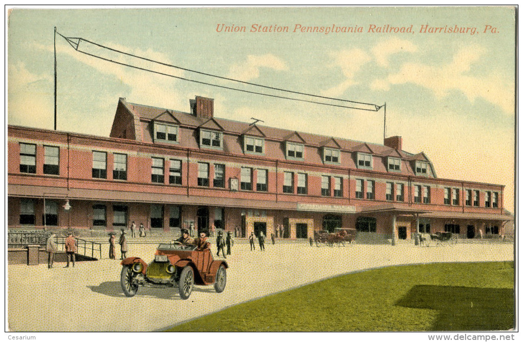 Union Station, Pennsylvania Railroad, Harrisbourg, CPA Color. Très Bel état - Harrisburg