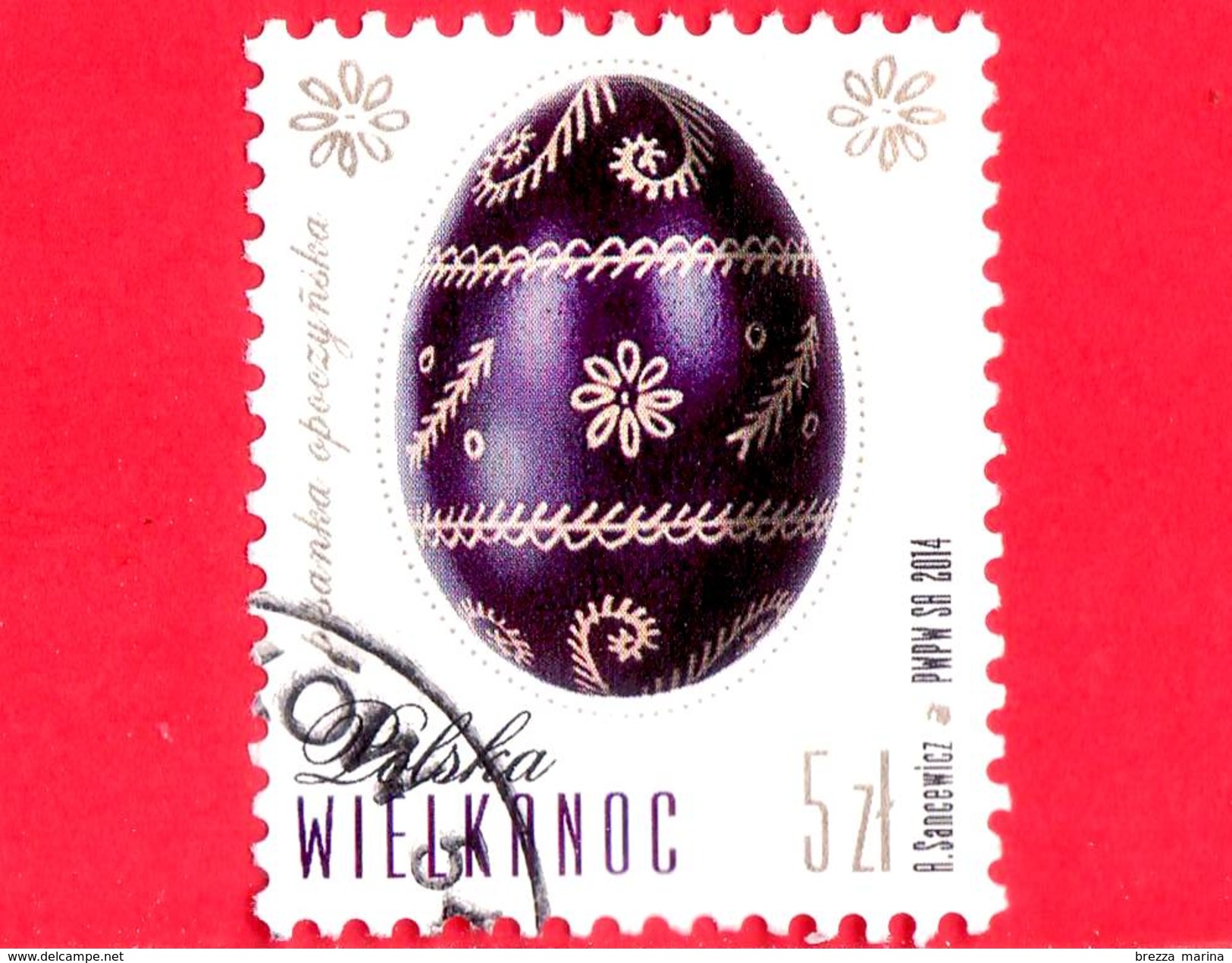 POLONIA - POLSKA - Usato - 2014 - Uovo Di Pasqua - Easter Egg Opoczy&#x144;ska - 5 Zl - Used Stamps