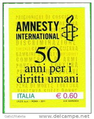 2011 - ITALIA - CINQUANTESIMO DI AMNESTY INTERNATIONAL - EMISSIONE COMUNE. MNH - 2011-20: Neufs