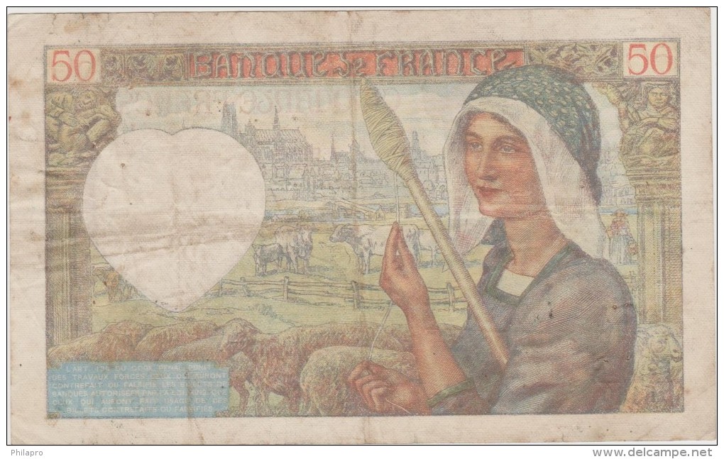 FRANCE  BANKNOTE   F   Ref  634 - 50 F 1940-1942 ''Jacques Coeur''