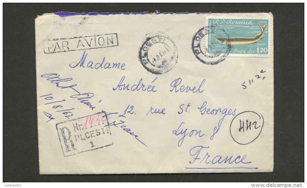 ROUMANIE - TIMBRES SUR LETTRE OBLITÉRATION DE PLOESTI DU 8/8/62 - Storia Postale