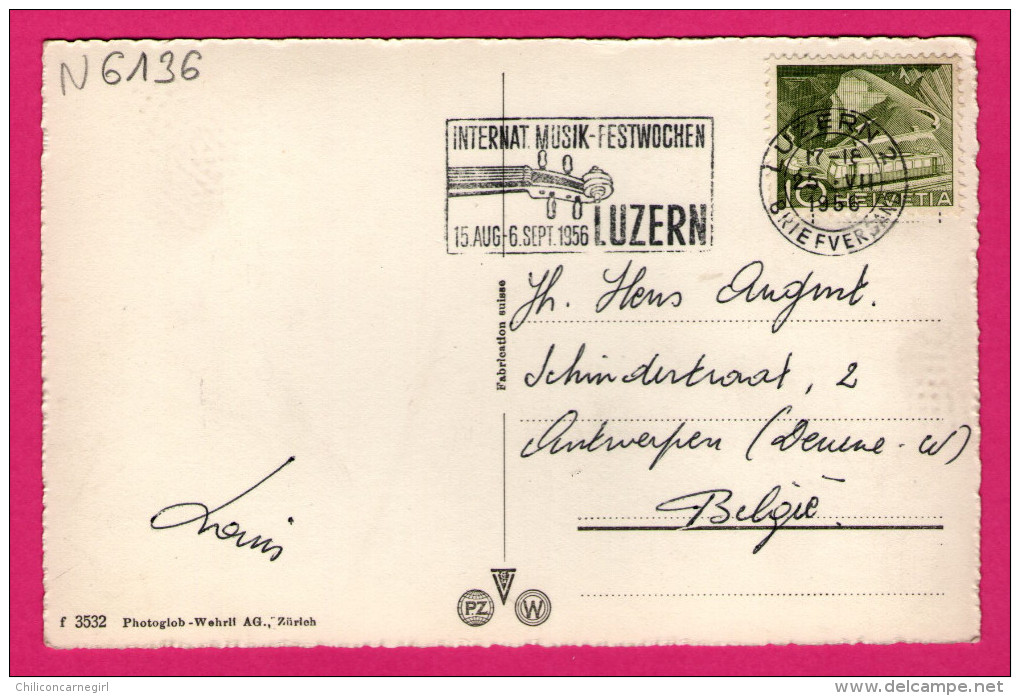 Luzern - Bahnhof Und Pilatus - Cachet " Internat. Musik Festwochen " - PHOTOGLOB - 1956 - Lucerna