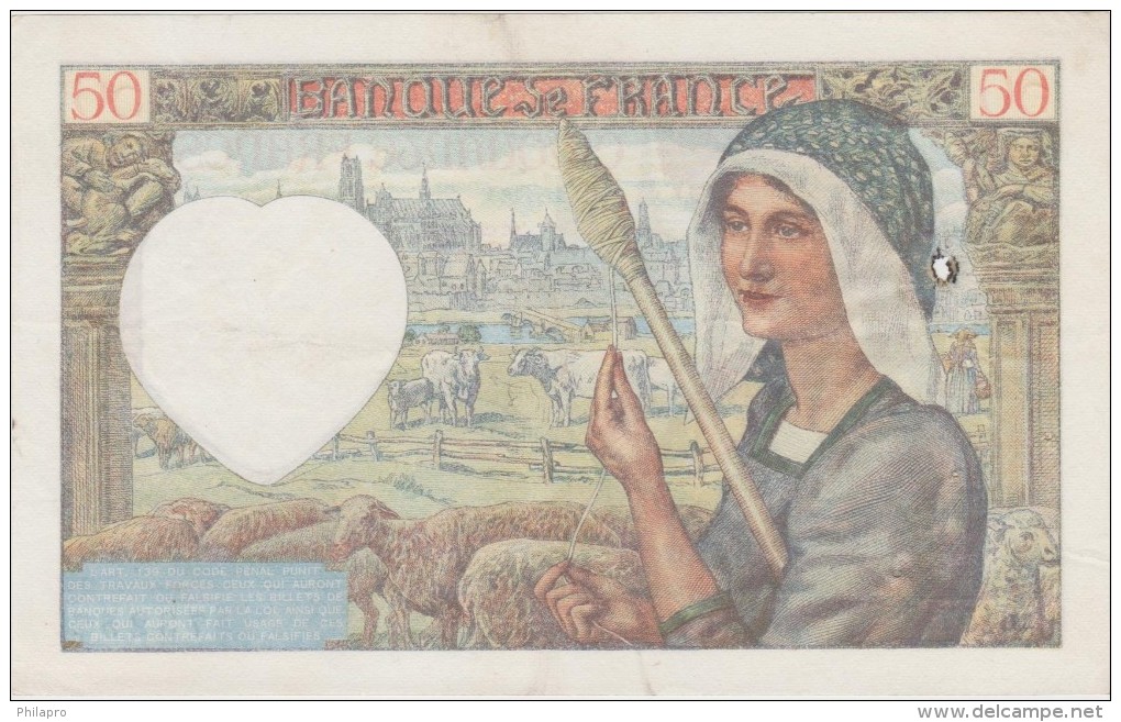 FRANCE  BANKNOTE    F   Ref  635 - 50 F 1940-1942 ''Jacques Coeur''