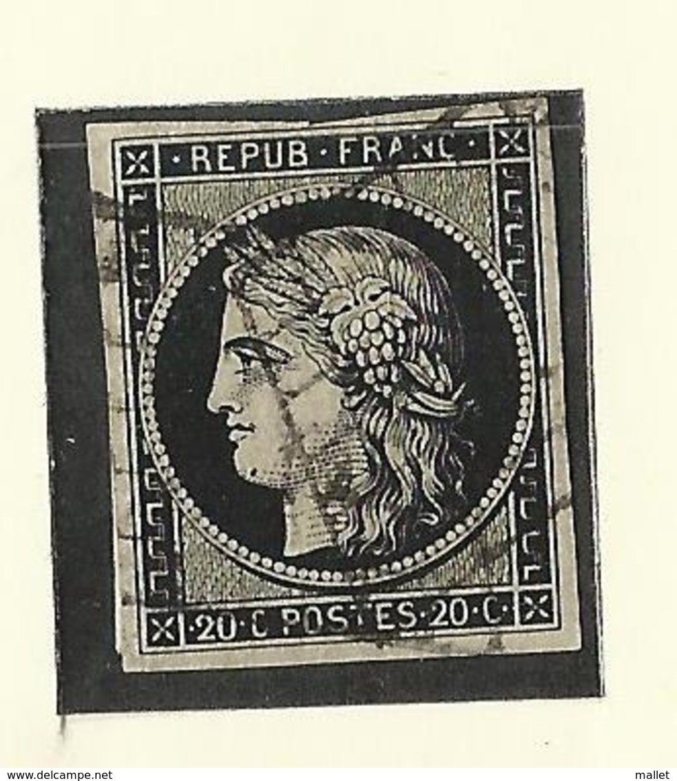 Timbre N°3 - Oblitération Grille Et Trace De Charnière - 1849-1850 Cérès