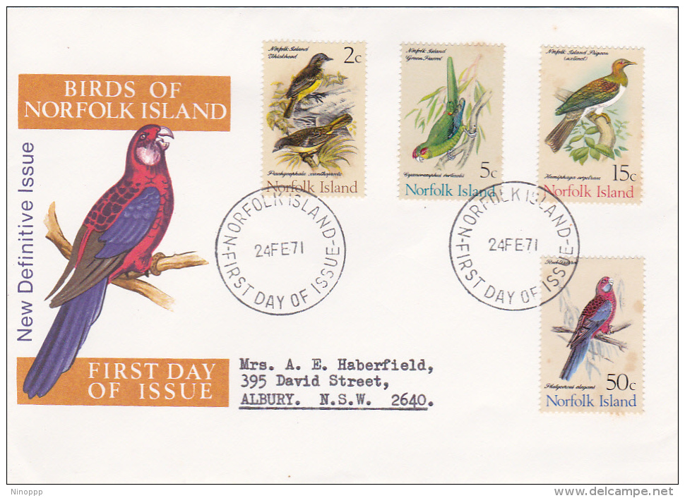 Norfolk Island 1971 Birds Dated 24 Feb 71 FDC - Norfolk Island