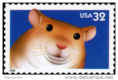 #3234 USA 1998 Bright Eyes Stamp- Hamster Mouse Pet Animal - Knaagdieren