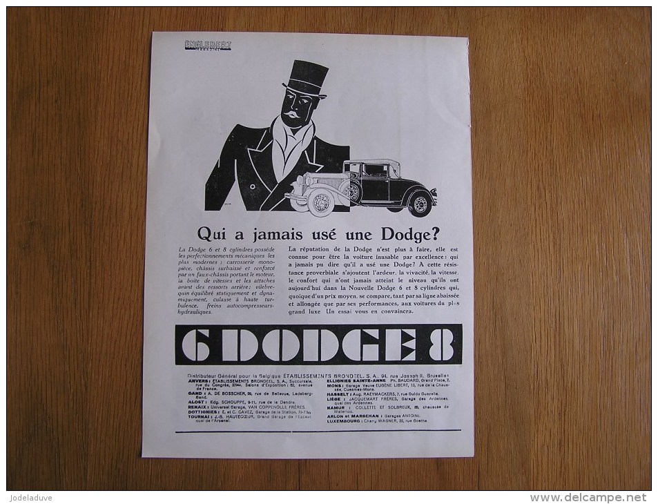 6 DODGE 8  Qui A Jamais Usé Une Dodge ?   Automobiles Automobile Auto Publicité Originale Voiture Années 30 - Reclame