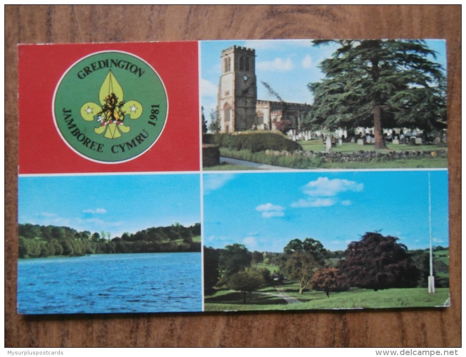 39630 POSTCARD: SCOUTING: Gredington Jamboree Cymru 1981. Hamner Church / Hamner Mere / Gredington Estate. - Scouting