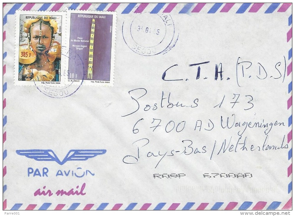 Mali 2005 Segou Dogon Mask 10f (2004) Peul Woman 385f (2004) Cover - Mali (1959-...)