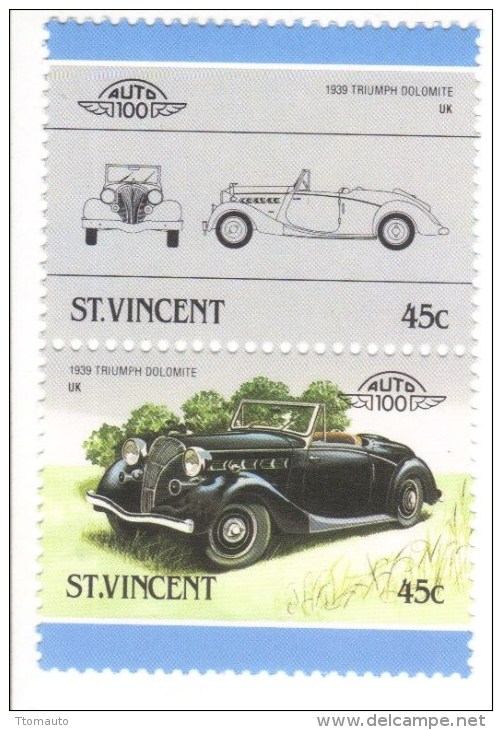 Triumph Dolomite  (1939)  -  2v Se-tenant MNH  -   St.Vincent - Voitures