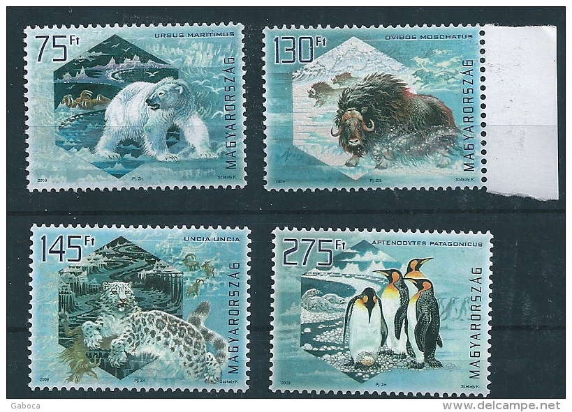 1152 Hungary Polar Protetion Of Polar And Glacer Areas Spec Set Of 4v With Satin Illumination MNH - Schützen Wir Die Polarregionen Und Gletscher