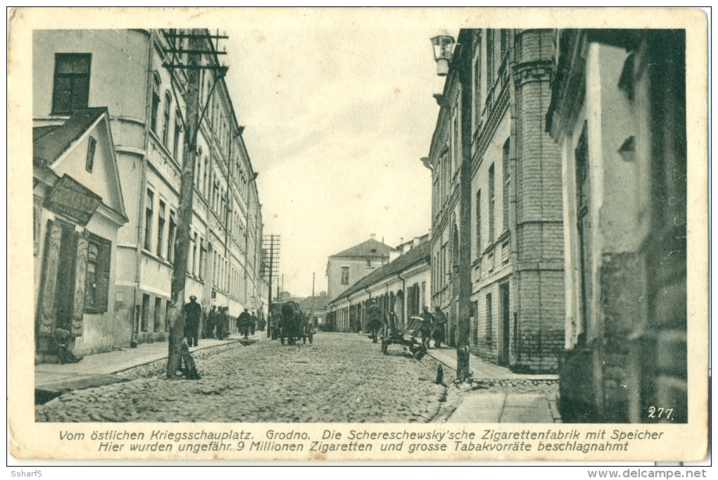 Vom Östlichen Kriegsschauplatz GRODNO (Bielorussia) Hrodna Ð“Ñ€Ð¾Ð´Ð½Ð° Zigarettenfabrik TABAC TOBACCO Tobacciana Feldpo - Weltkrieg 1914-18