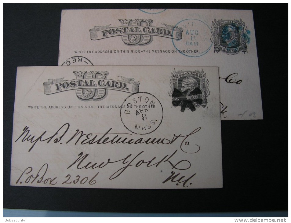 == US Lot 2 Old Cards   Blue Cancel Providence 1878 - ...-1900