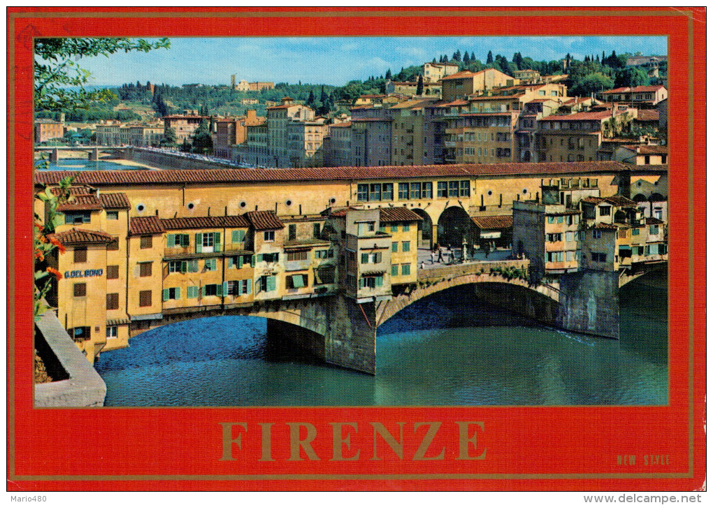 FIRENZE  PONTE  VECCHIO  E COLLINA S. MINIATO      (VIAGGIATA) - Firenze