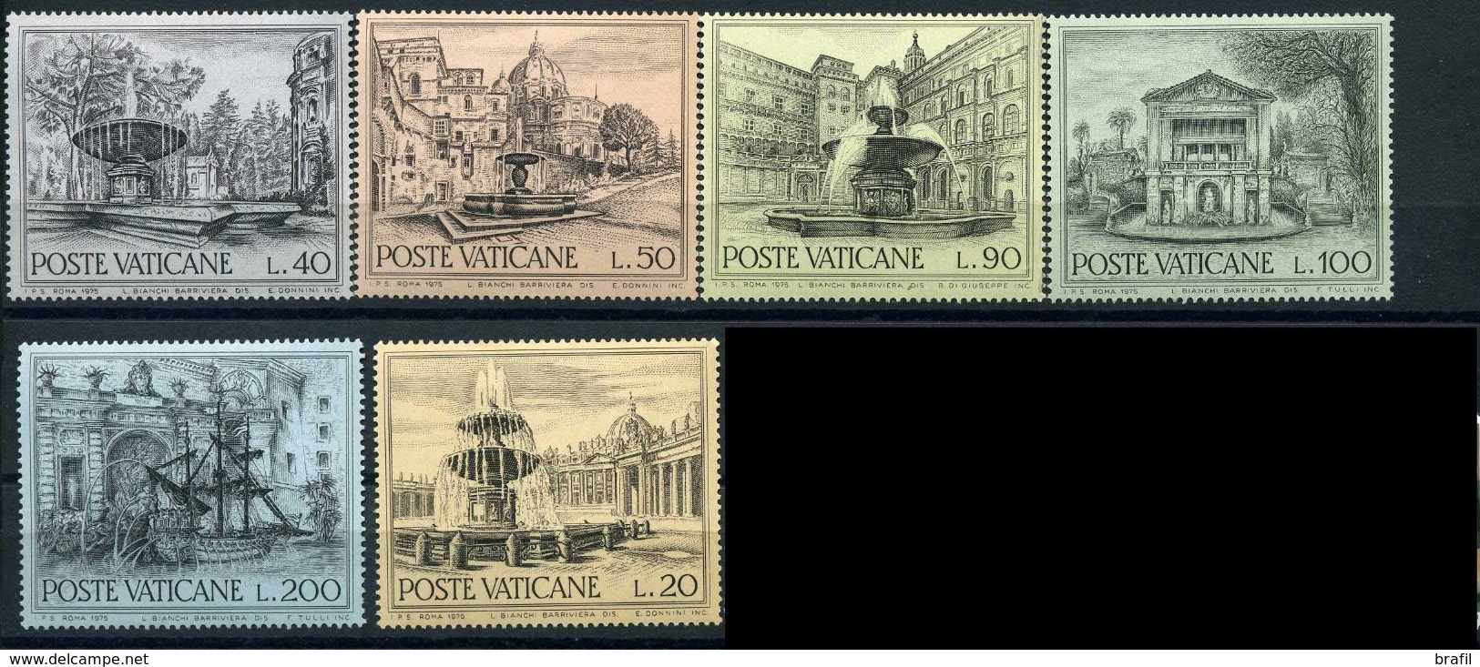 1975 Vaticano, Fontane , Serie Completa Nuova (**) - Unused Stamps