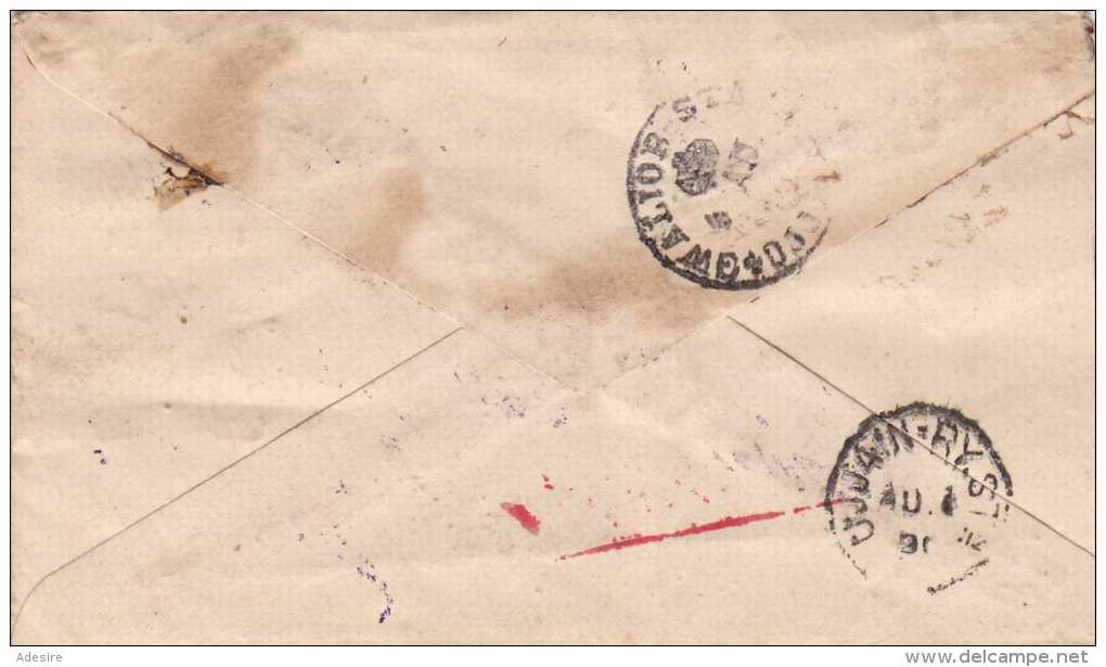 INDIEN 1893 - Uralter Kleiner Brief Mit Half Anna Ganzsache, Gel.1893, Überdruck Gwalior, Schöner Stempel Mit Kobras - Gwalior