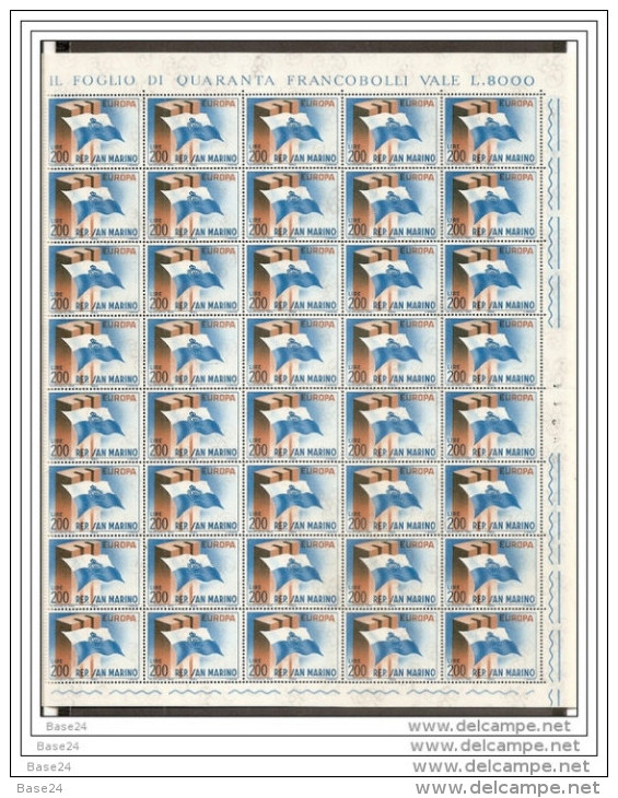 1963 San Marino Saint Marin EUROPA CEPT EUROPE 40 Serie MNH** In Foglio Sheet - 1963