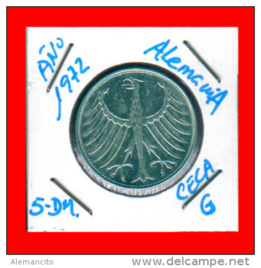 ALEMANIA R.F. MONEDAS DE 5.00 DM -AÑO 1972-CECAS.-G - 5 Marcos