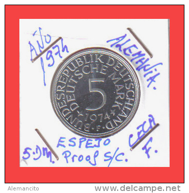 ALEMANIA R.F. MONEDAS DE 5.00 DM -AÑO 1974-CECA.-F  (  S/C  ) PROOF - 5 Marcos