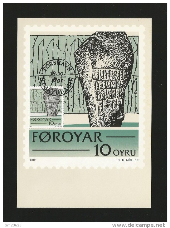 Färöer Inseln 1981 ,  Maximum Card (Nr.1) - Historic Writings - First Day  19.10.1981 - Féroé (Iles)