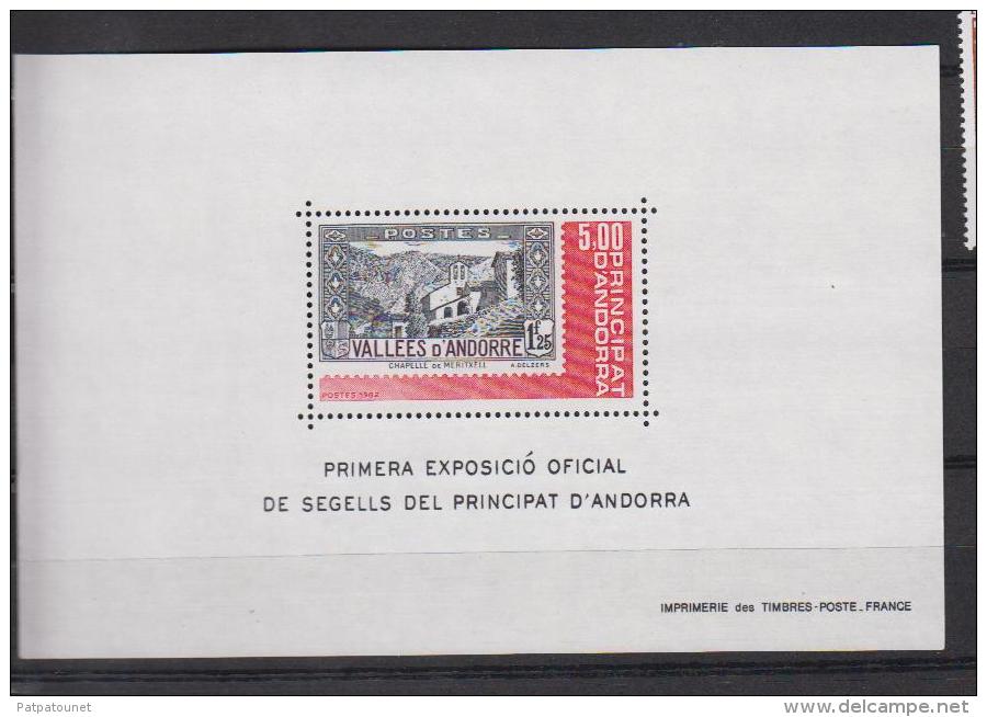 Andorre Français YV  BF 1 MNH Fraicheur Postal 1982 - Blocks & Kleinbögen