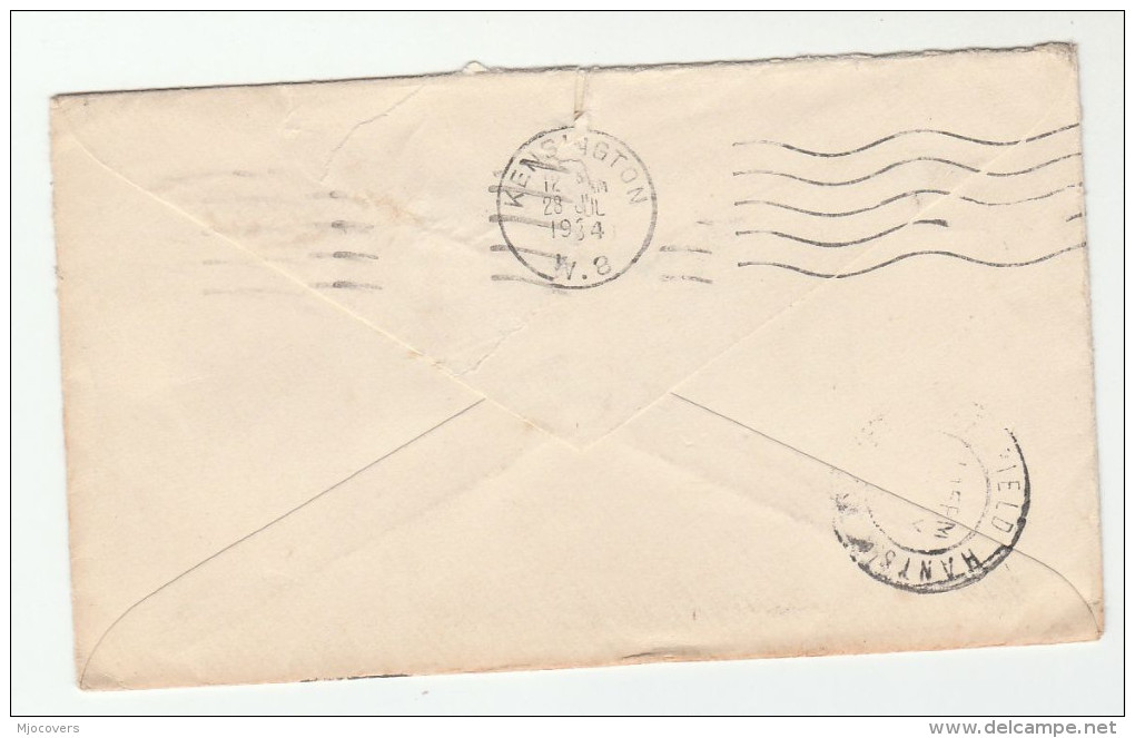 1934 GB GV REDIRECTED COVER Brighton To Mevagissey To Petersfield Via Kensington , Stamps - Lettres & Documents