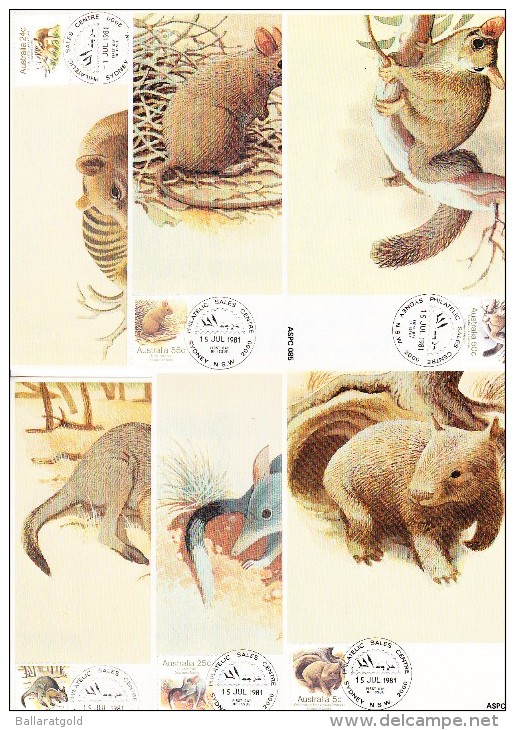 Australia 1981 Wildlife Set 6  Maxi Cards - Maximum Cards