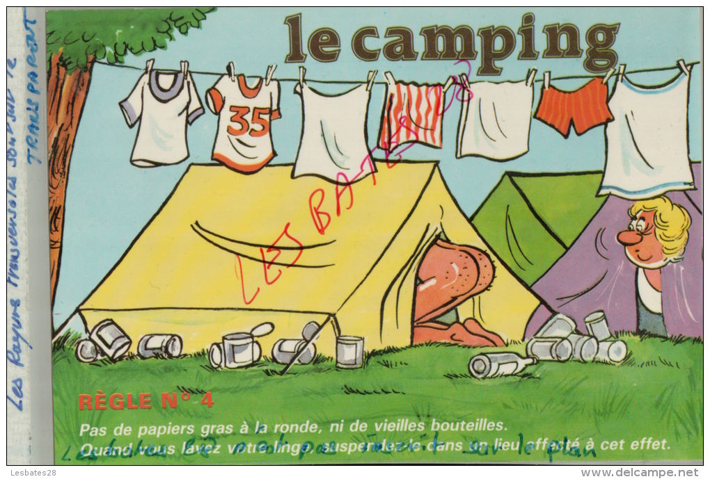 CPA Fantaisies Humour Dessinateur  LE CAMPING  Pas De Papier Gras à La Ronde   REGLE N°4   AVR 2015 077 - Otros & Sin Clasificación