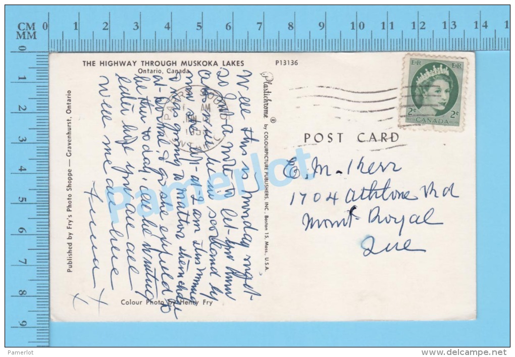 Muskoka Lakes Ontario (  Old CarThe Highway , Cover Parry Sound 1956 )recto/Verso - Autres & Non Classés