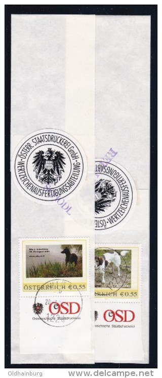 1309s: Personalisierte Hundemarken Aus Österreich: 3 ÖSD- Originalbanderolen (2 Scans) - Personalisierte Briefmarken