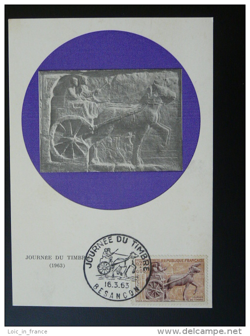 Carte Maximum Card Archéologie Romaine Cheval Horse Journée Du Timbre 1963 Besançon Doubs Ref 46308 - Archéologie