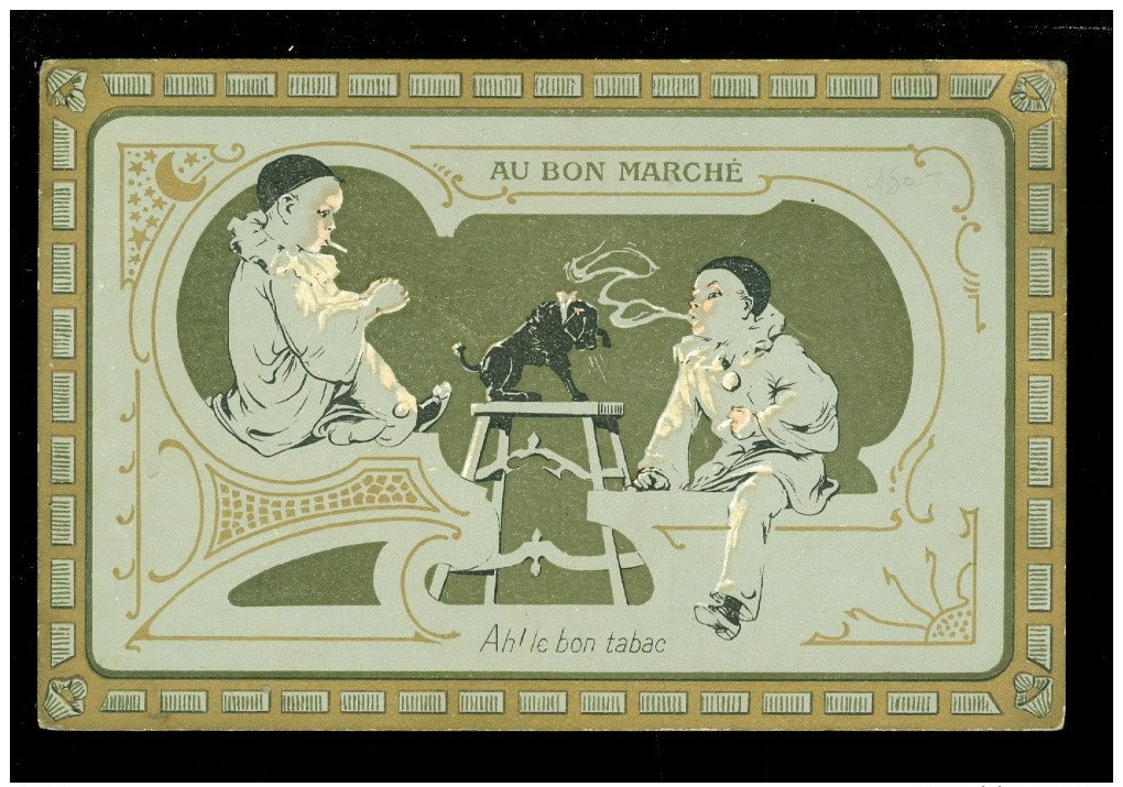 Chromo ( 3823 )  Au Bon Marché  :  Ah ! Le Bon Tabac  - Pierrot - Au Bon Marché