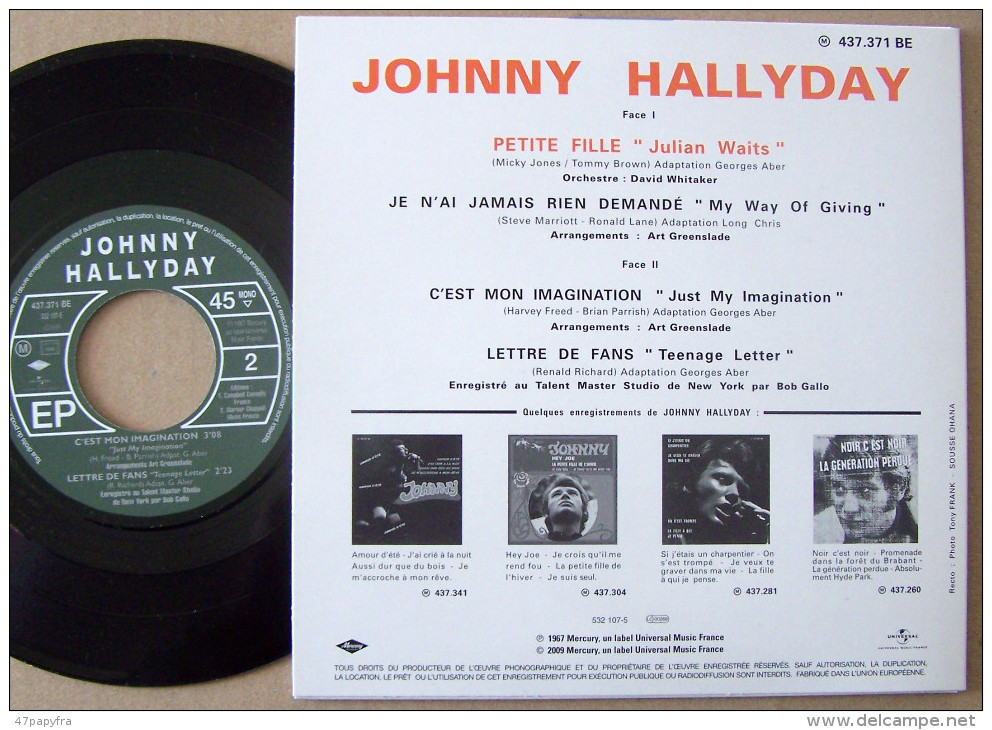 Johnny HALLYDAY EP Sacem Mercury 2009 Petite Fille M / M - Rock