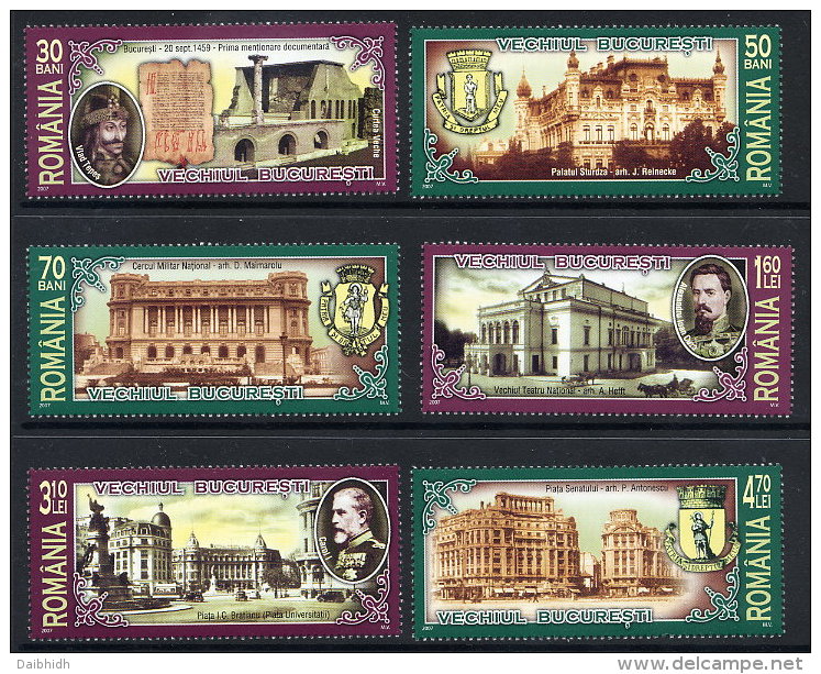 ROMANIA 2007 Old Bucharest Set Of 6  MNH / **.  Michel 6192-97 - Unused Stamps