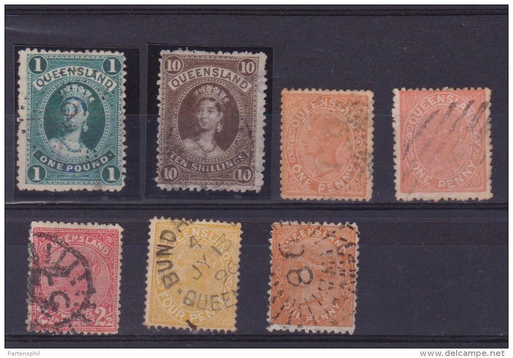 QUEENSLAND USED STAMPS 1879/62 7 VAL. CAT. € 155,00 - Used Stamps