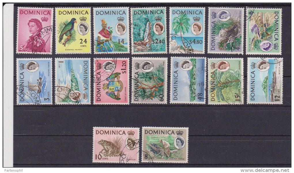 DOMINICA DEF. ELISABETTA USED SET 114/122 CAT. € 67,50 - Dominique (...-1978)