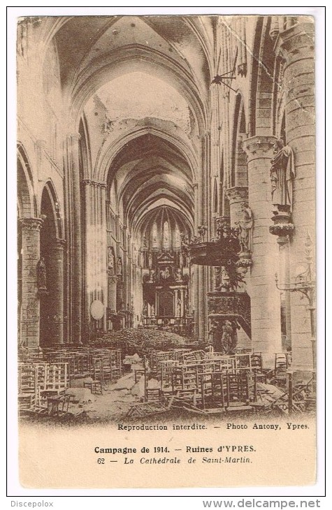 I2393 Ypres Ieper - La Grande Guerre - La Cathedrale De Saint Martin / Non Viaggiata - Ieper