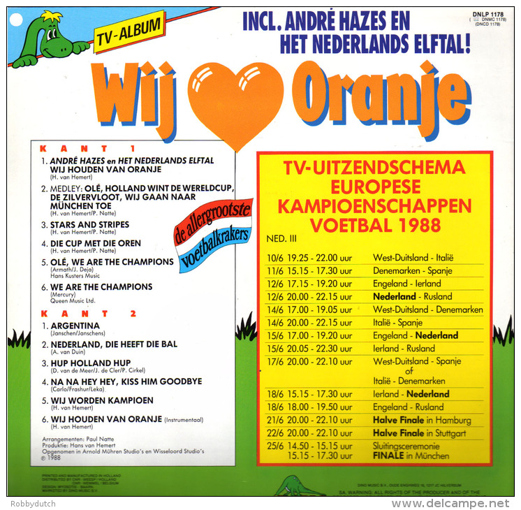 * LP *  WIJ HOUDEN VAN ORANJE - Incl. ANDRÉ HAZES EN HET NEDERLANDS ELFTAL (Holland 1988 EX!!!) - Bekleidung, Souvenirs Und Sonstige