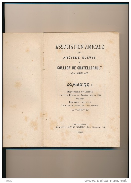 CHATELLERAULT , Vienne -  Association Amicale Des Anciens Elèves Du Collège - Poitou-Charentes