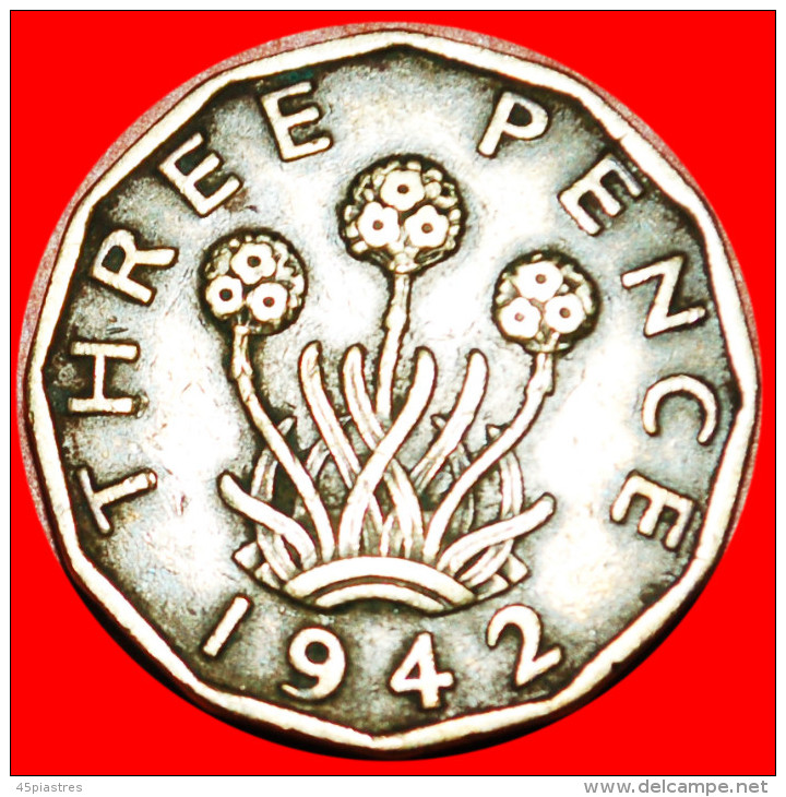 * WARTIME (1939-1945): UNITED KINGDOM ★ 3 PENCE 1942 GEORGE VI (1937-1952)! INTERESTING TYPE! LOW START&#9733; NO RESER - F. 3 Pence